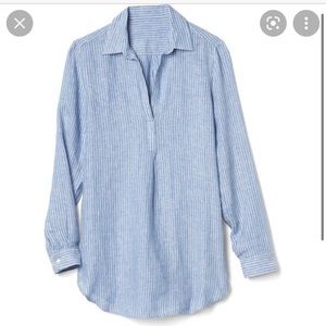 Gap blue and white striped linen tunic top